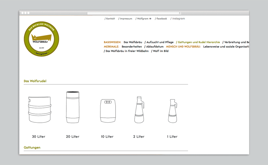 wolfsbrau website screenshot animation showing bottle rollover graphics