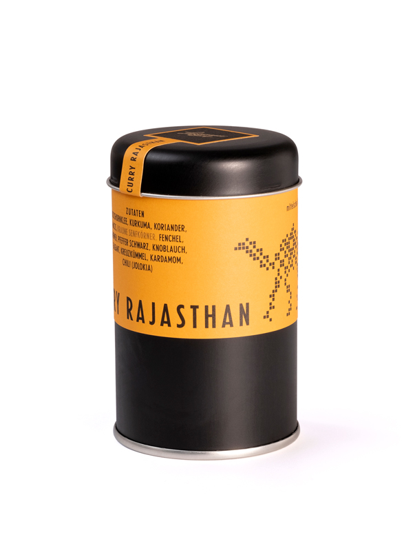 Curry Dose milde Sorte Rajasthan Lustenauer Senf. Design by Julian Hagen